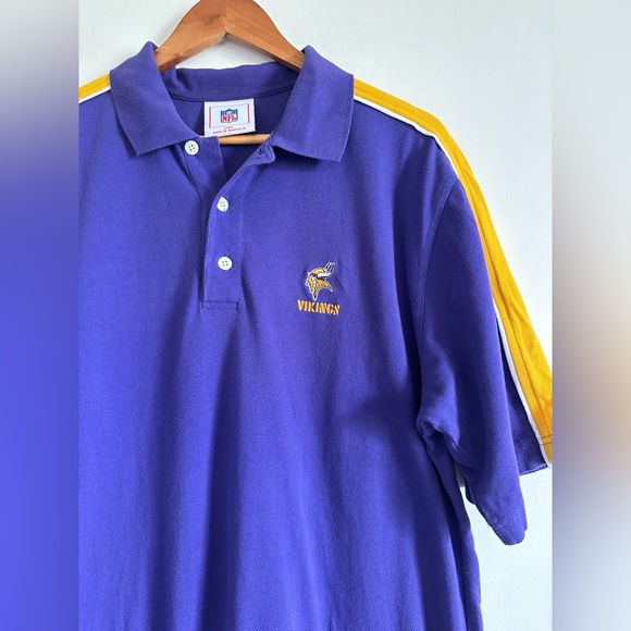 Vintage 2003 NFL Minnesota Vikings Purple/Yellow Short Sleeve Polo Shirt Size L - Picture 4 of 7